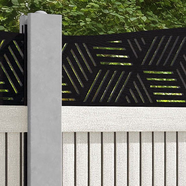 Virtis Cubed Curved Top Fence Panel - Light Stone - for existing concrete posts