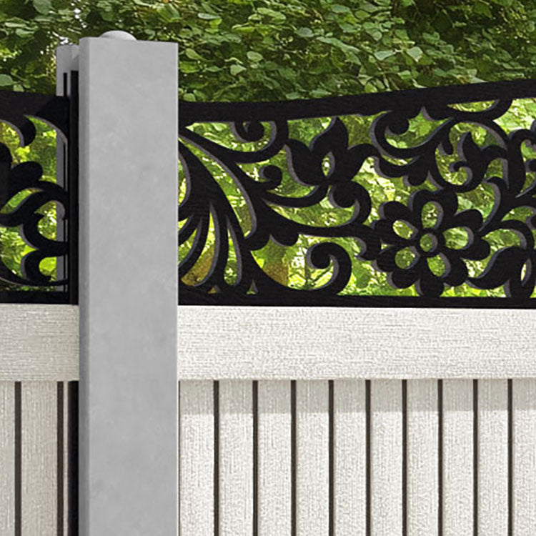 Virtis Eden Curved Top Fence Panel - Light Stone - for existing concrete posts