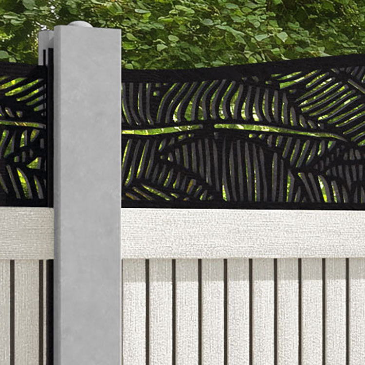 Virtis Feather Curved Top Fence Panel - Light Stone - for existing concrete posts