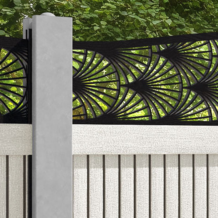 Virtis Laurel Curved Top Fence Panel - Light Stone - for existing concrete posts
