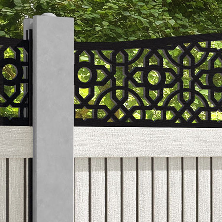 Virtis Nabila Curved Top Fence Panel - Light Stone - for existing concrete posts