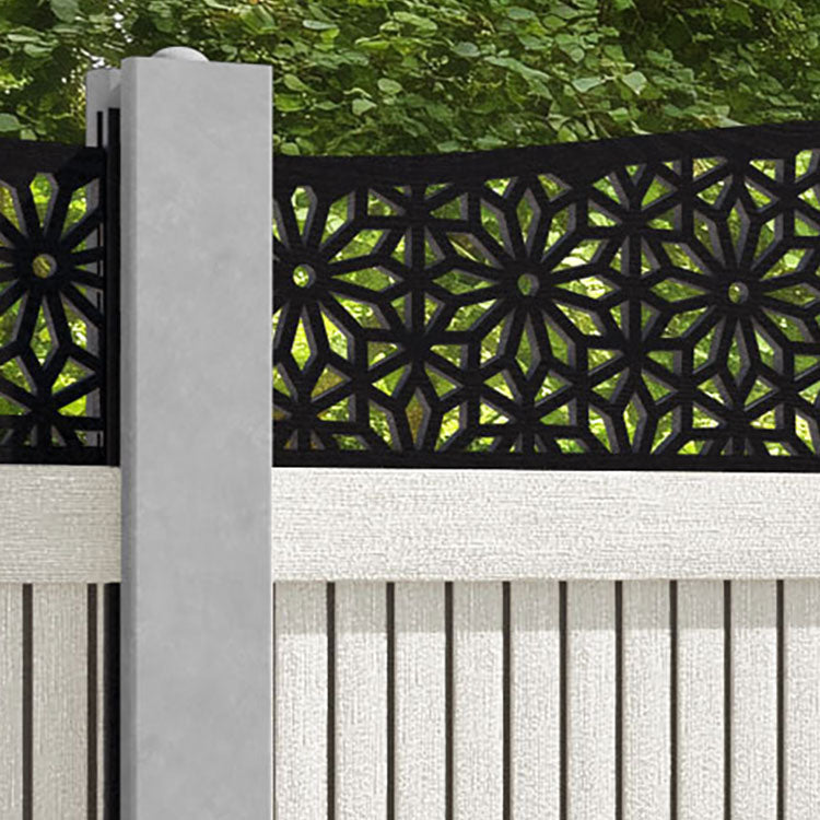 Virtis Narwa Curved Top Fence Panel - Light Stone - for existing concrete posts