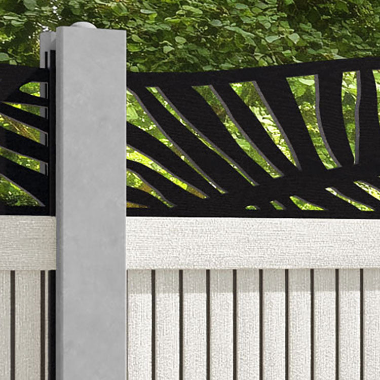 Virtis Palm Curved Top Fence Panel - Light Stone - for existing concrete posts