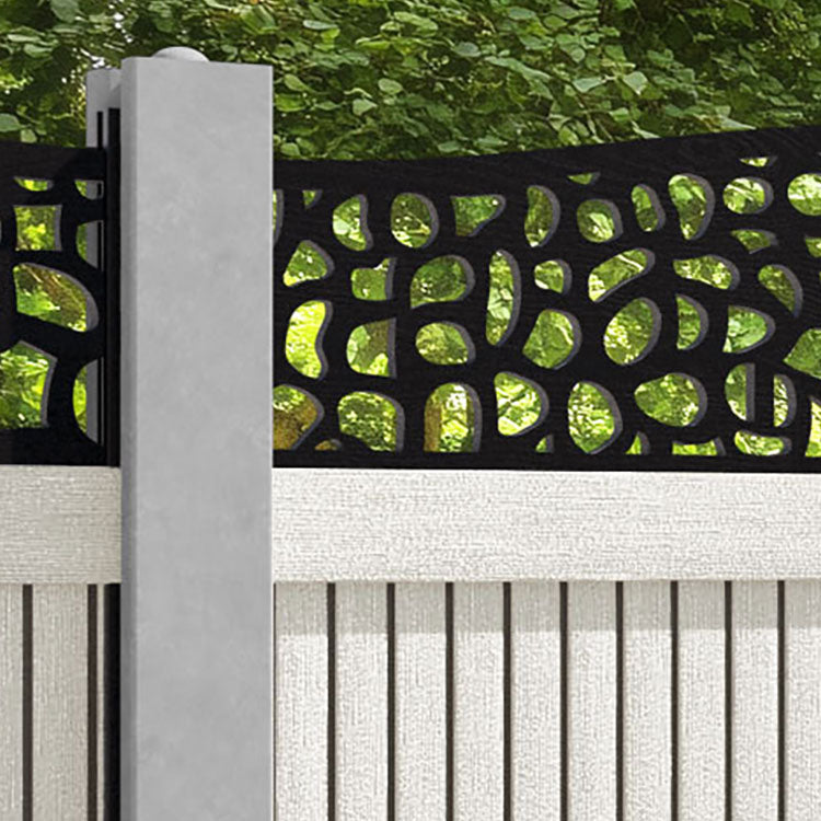 Virtis Pebble Curved Top Fence Panel - Light Stone - for existing concrete posts