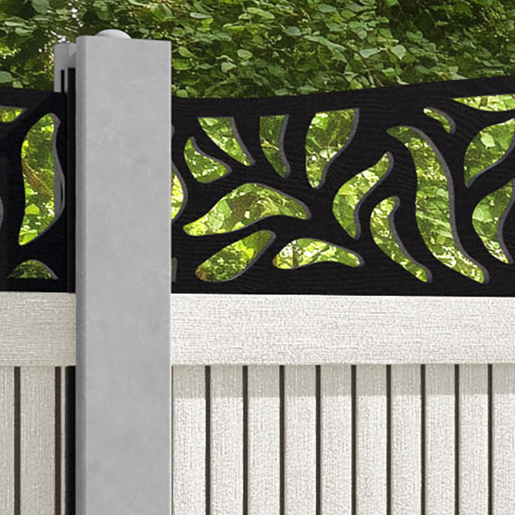 Virtis Plume Curved Top Fence Panel - Light Stone - for existing concrete posts
