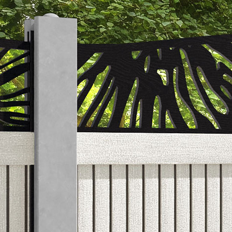 Virtis Poppy Curved Top Fence Panel - Light Stone - for existing concrete posts
