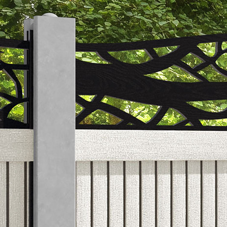 Virtis Twilight Curved Top Fence Panel - Light Stone - for existing concrete posts