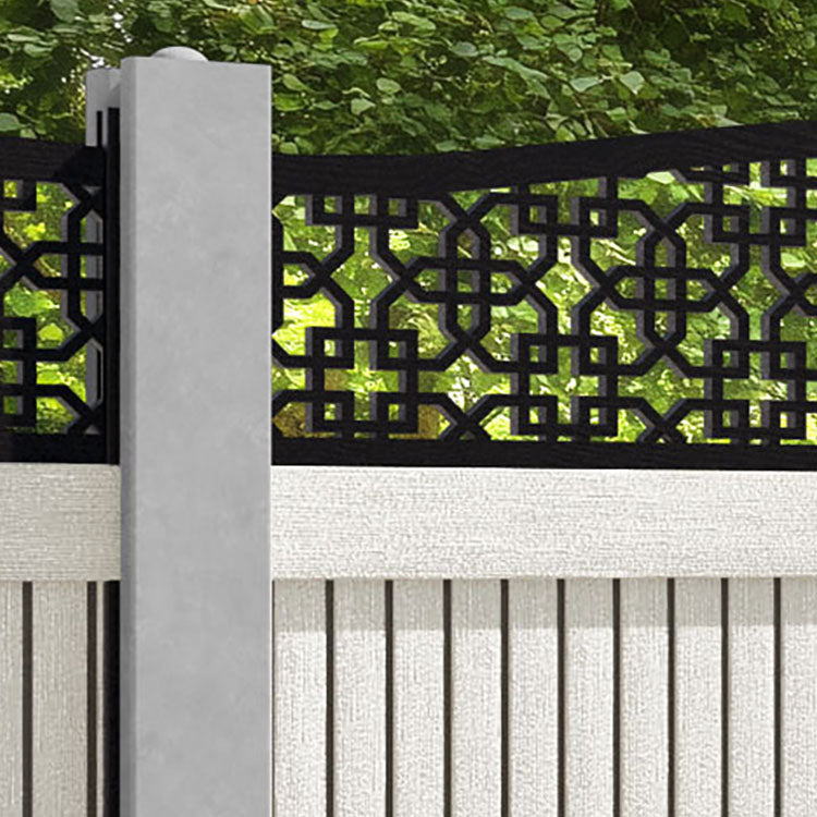 Virtis Zaria Curved Top Fence Panel - Light Stone - for existing concrete posts