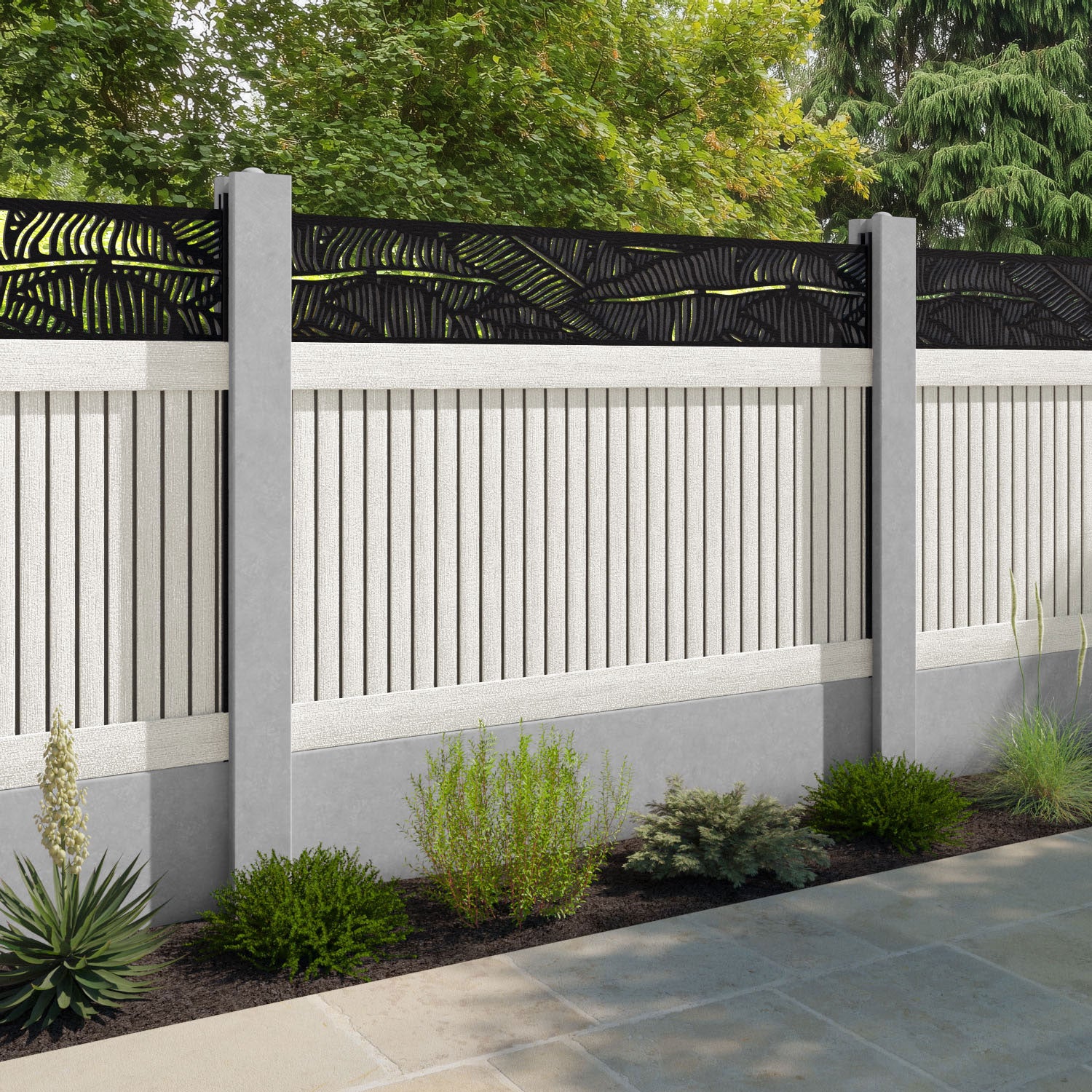 Virtis Feather Fence Panel - Light Stone - for existing concrete posts