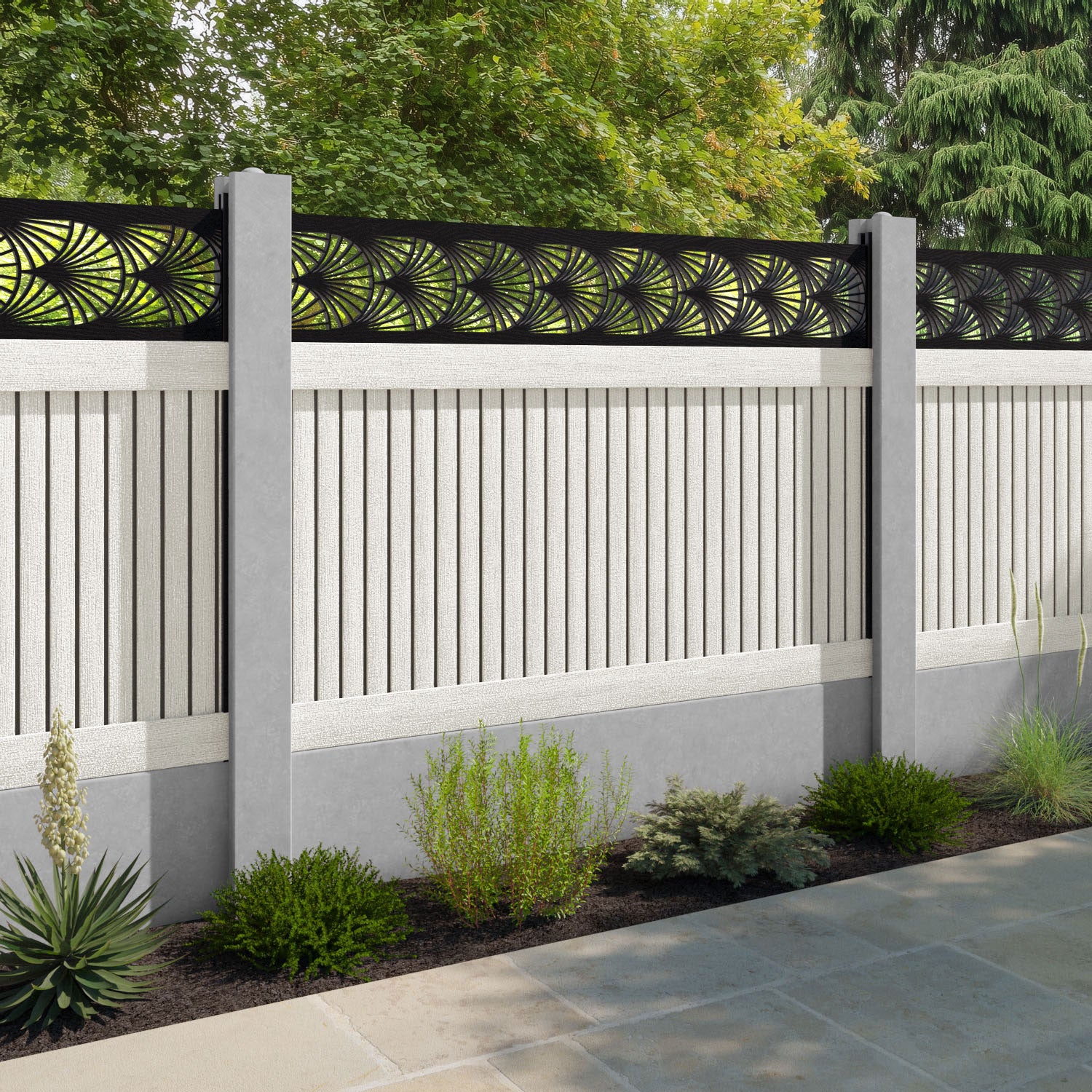 Virtis Laurel Fence Panel - Light Stone - for existing concrete posts
