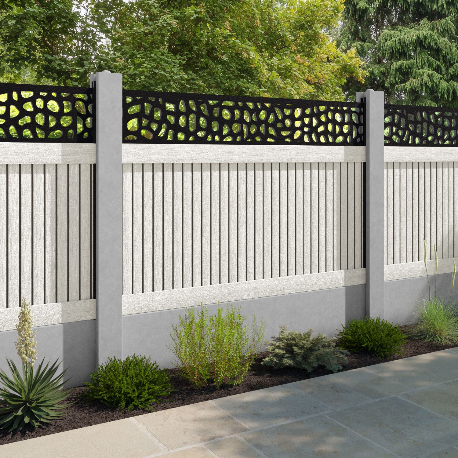Virtis Pebble Fence Panel - Light Stone - for existing concrete posts