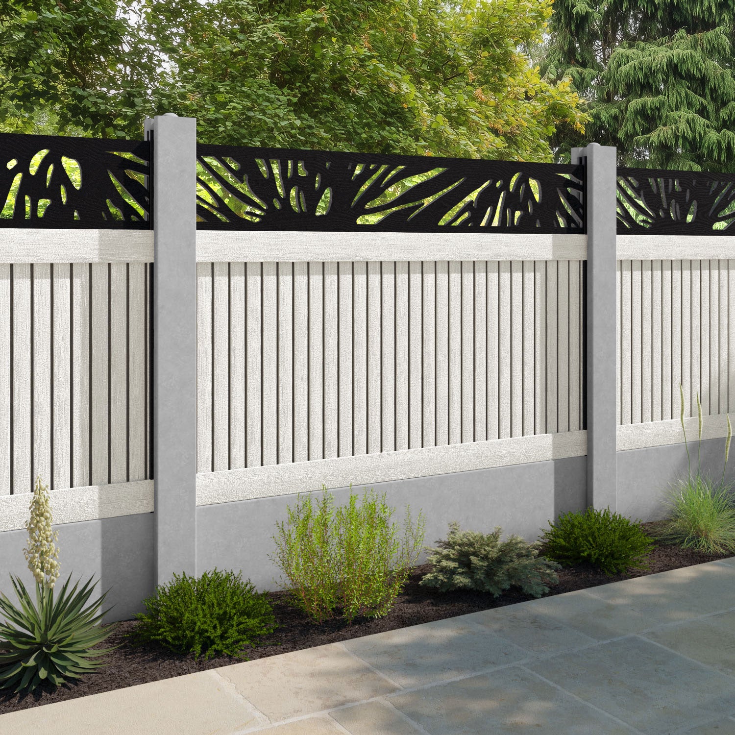 Virtis Poppy Fence Panel - Light Stone - for existing concrete posts