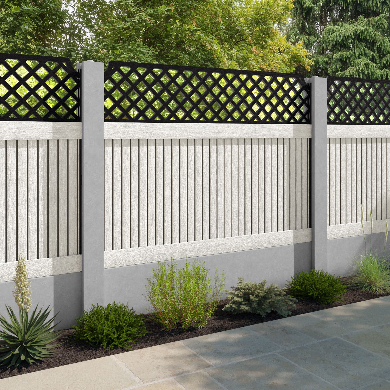 Virtis Regal Hive Fence Panel - Light Stone - for existing concrete posts