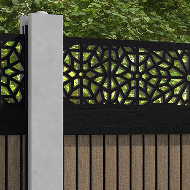 Virtis Alnara Fence Panel - Teak - for existing concrete posts