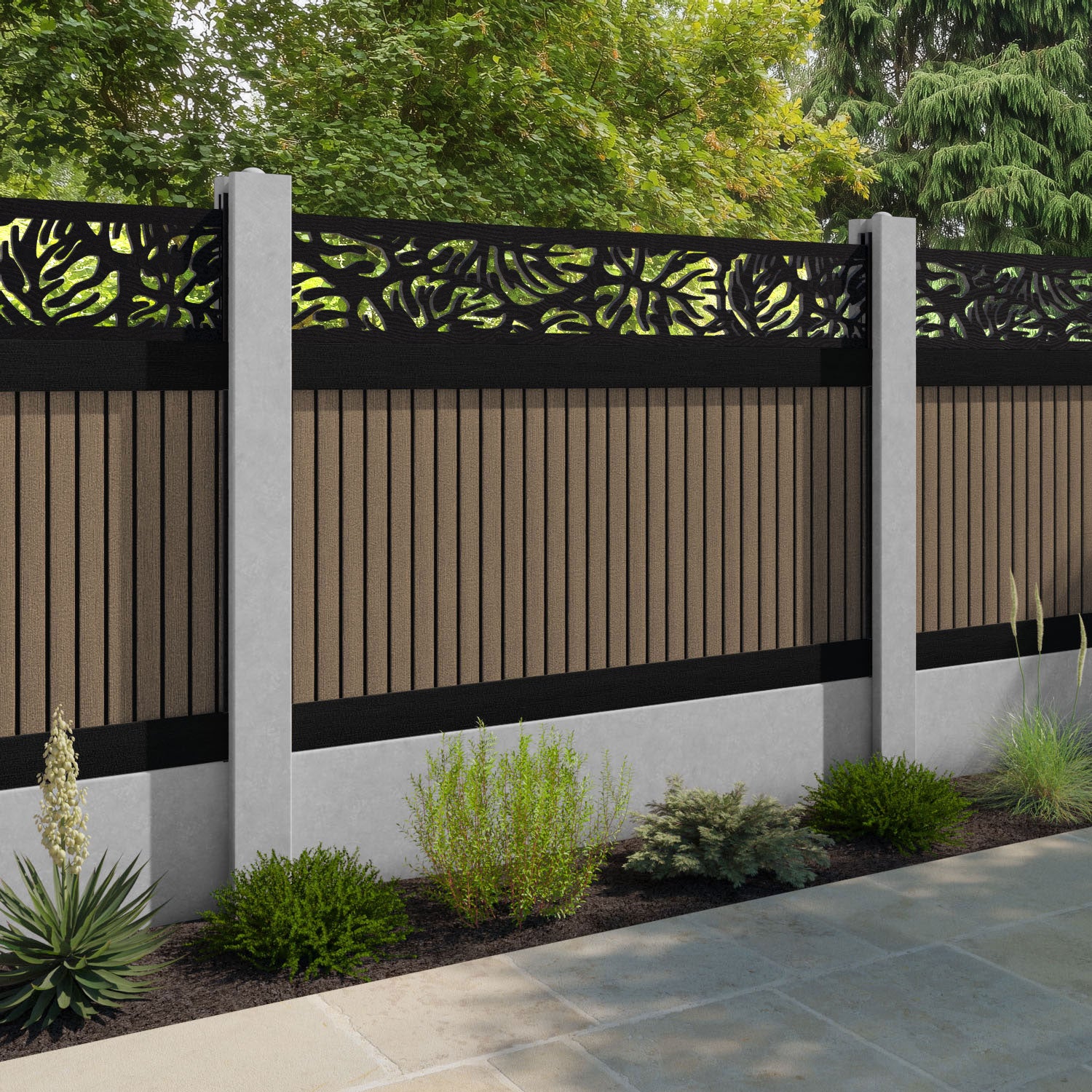 Virtis Botanic Fence Panel - Teak - for existing concrete posts