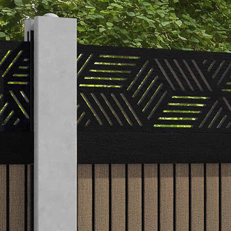 Virtis Cubed Fence Panel - Teak - for existing concrete posts