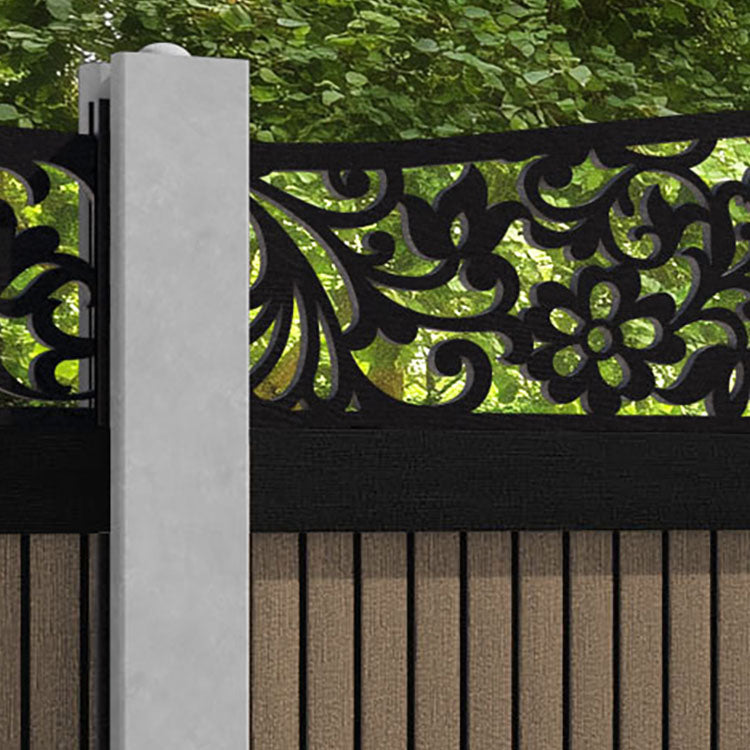 Virtis Eden Curved Top Fence Panel - Teak - for existing concrete posts