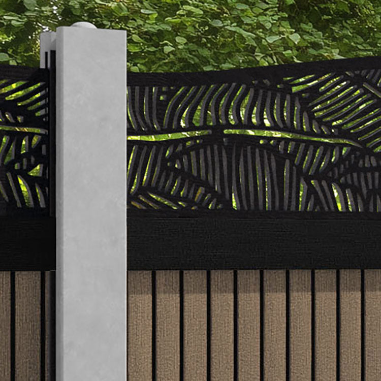 Virtis Feather Curved Top Fence Panel - Teak - for existing concrete posts
