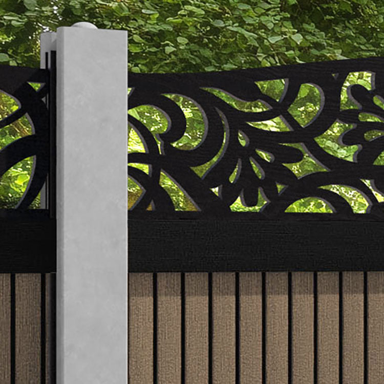 Virtis Heritage Curved Top Fence Panel - Teak - for existing concrete posts