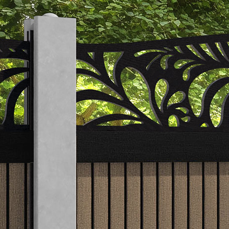 Virtis Petal Curved Top Fence Panel - Teak - for existing concrete posts