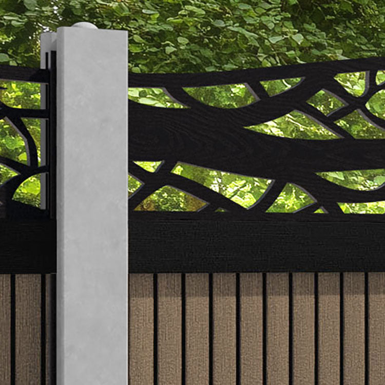 Virtis Twilight Curved Top Fence Panel - Teak - for existing concrete posts