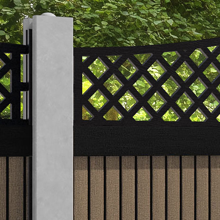 Virtis Oxford Curved Top Fence Panel - Teak - for existing concrete posts