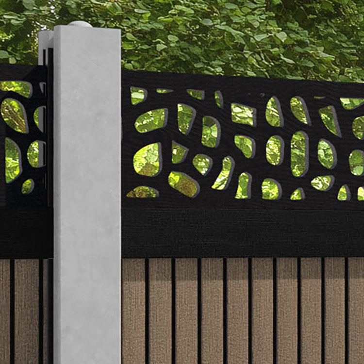 Virtis Pebble Fence Panel - Teak - for existing concrete posts