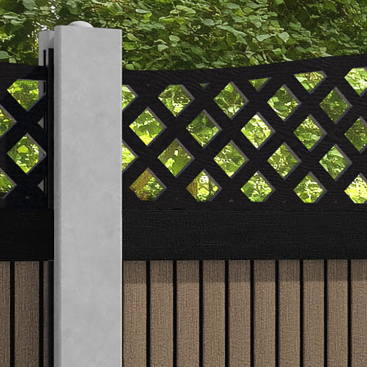 Virtis High Wave Fence Panel - Teak - for existing concrete posts