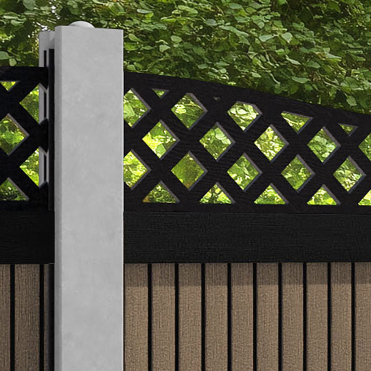 Virtis Low Wave Fence Panel - Teak - for existing concrete posts