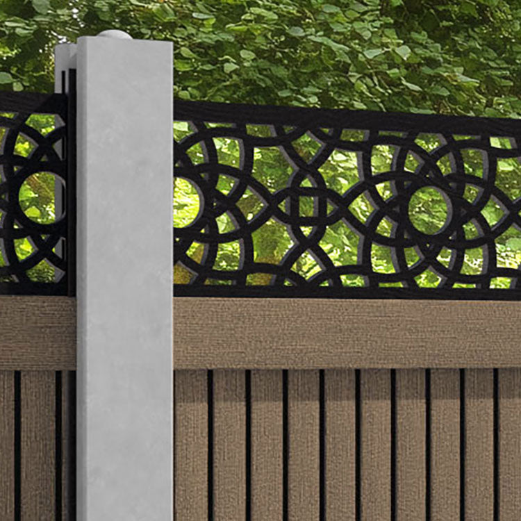 Virtis Ambar Fence Panel - Teak - for existing concrete posts