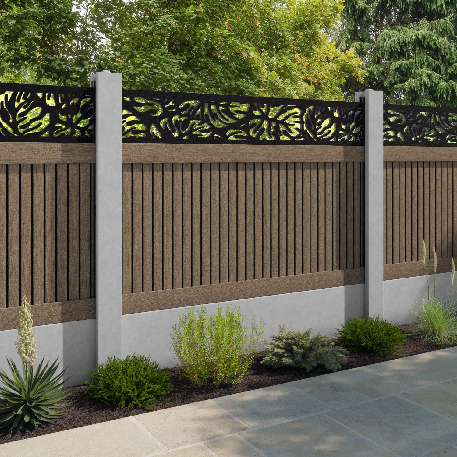 Virtis Botanic Fence Panel - Teak - for existing concrete posts