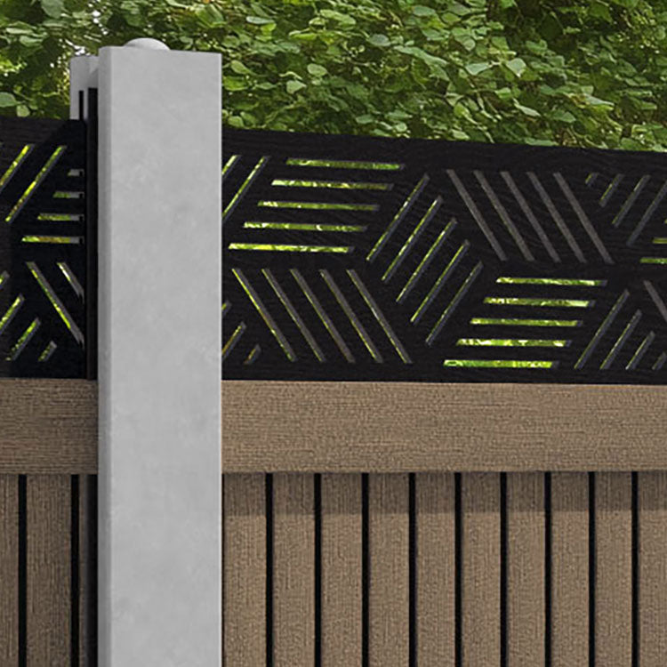 Virtis Cubed Fence Panel - Teak - for existing concrete posts