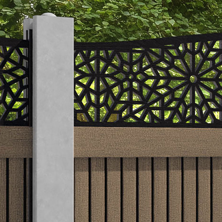 Virtis Alnara Curved Top Fence Panel - Teak - for existing concrete posts