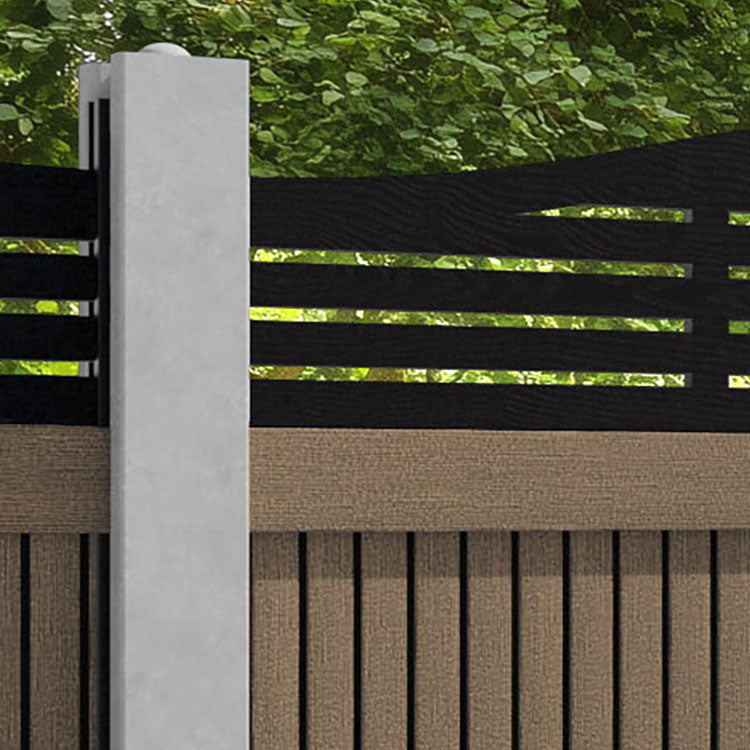 Virtis Aspen Curved Top Fence Panel - Teak - for existing concrete posts