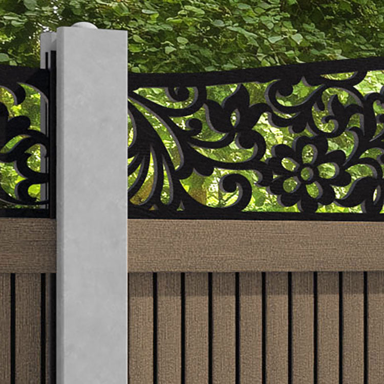 Virtis Eden Curved Top Fence Panel - Teak - for existing concrete posts