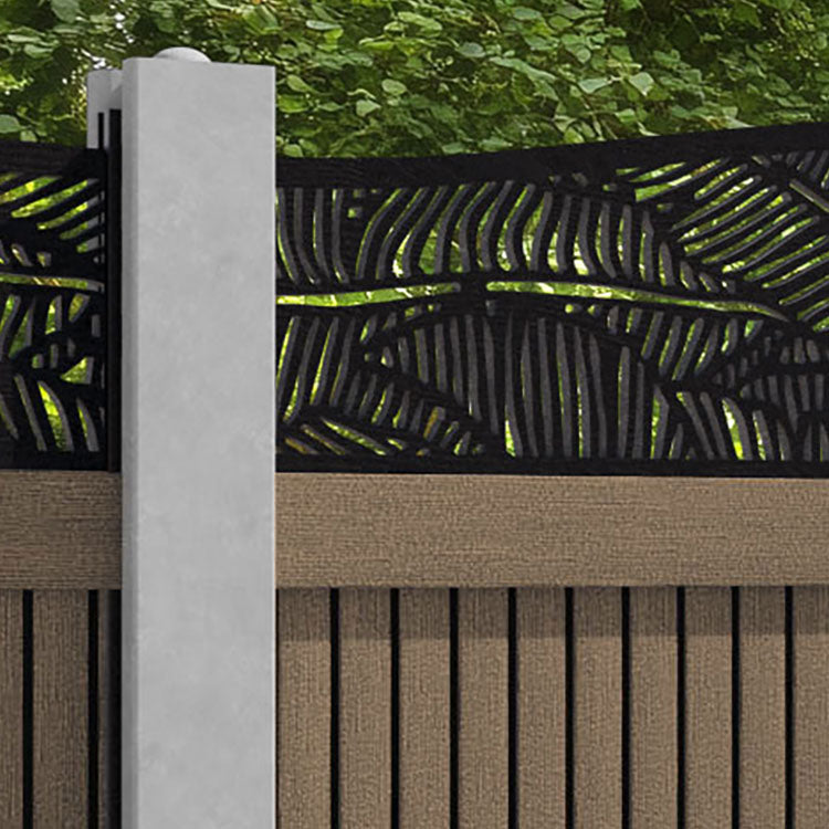 Virtis Feather Curved Top Fence Panel - Teak - for existing concrete posts
