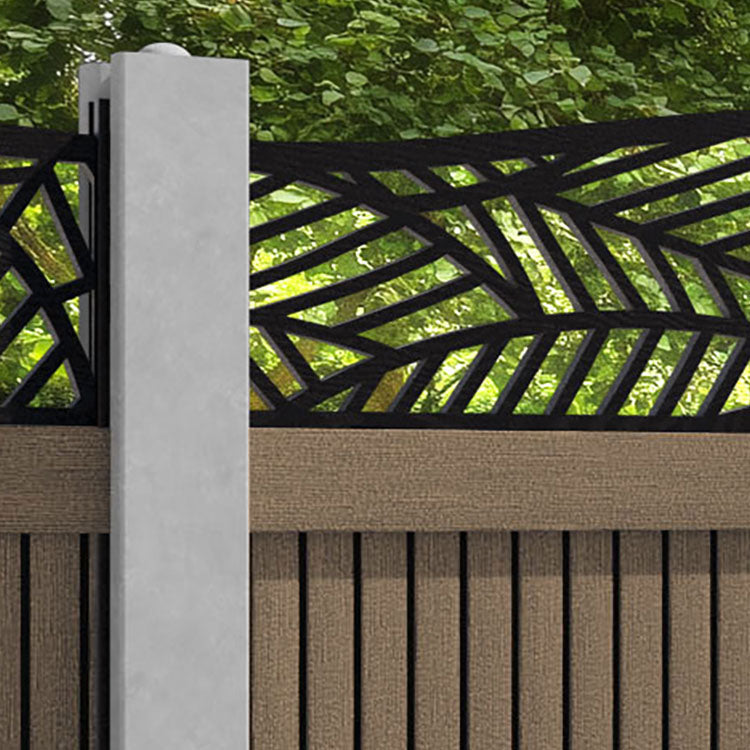 Virtis Habitat Curved Top Fence Panel - Teak - for existing concrete posts