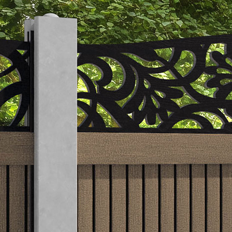 Virtis Heritage Curved Top Fence Panel - Teak - for existing concrete posts