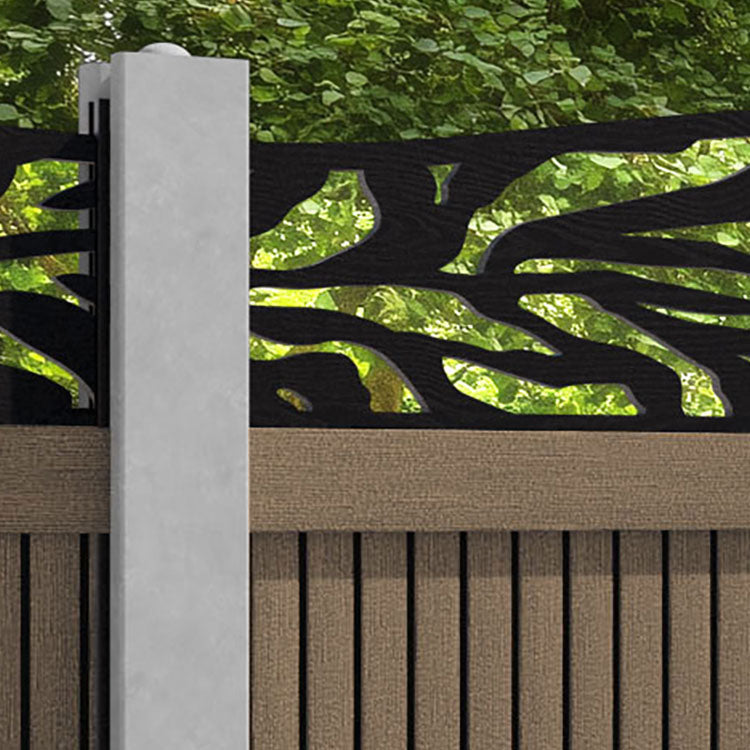 Virtis Malawi Curved Top Fence Panel - Teak - for existing concrete posts