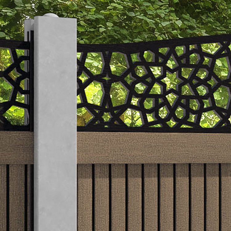 Virtis Nazira Curved Top Fence Panel - Teak - for existing concrete posts