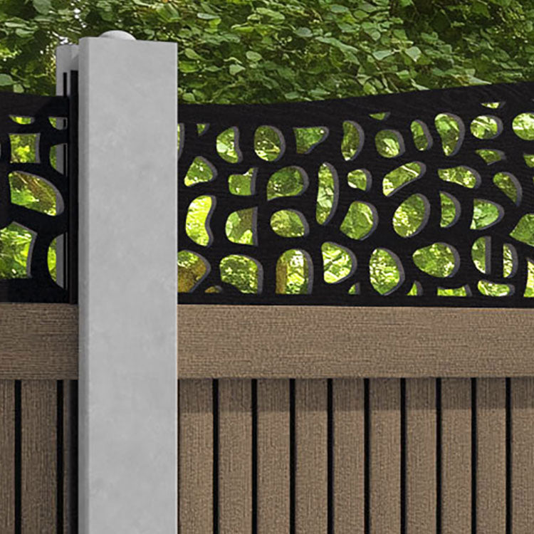 Virtis Pebble Curved Top Fence Panel - Teak - for existing concrete posts
