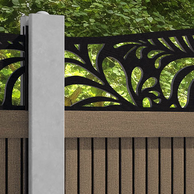 Virtis Petal Curved Top Fence Panel - Teak - for existing concrete posts