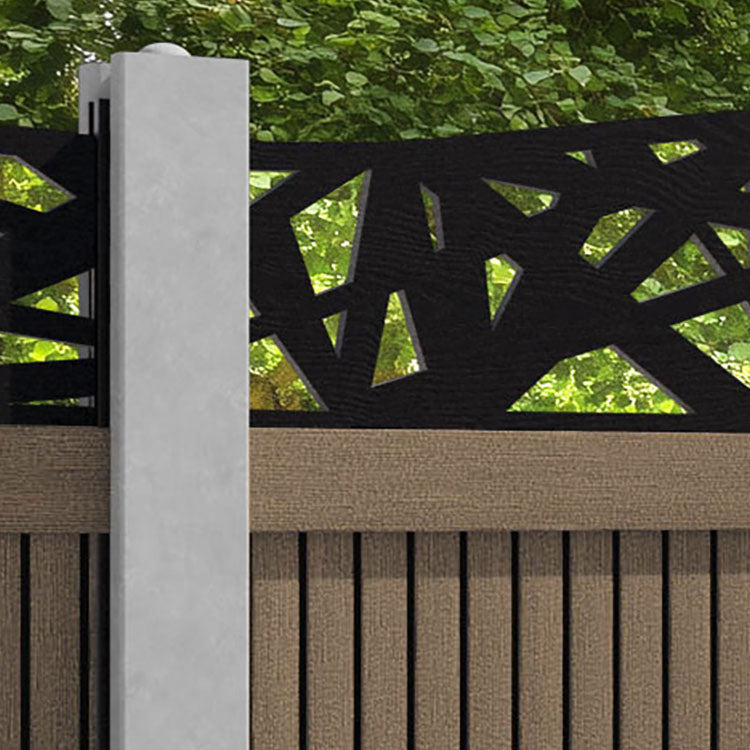Virtis Prism Curved Top Fence Panel - Teak - for existing concrete posts