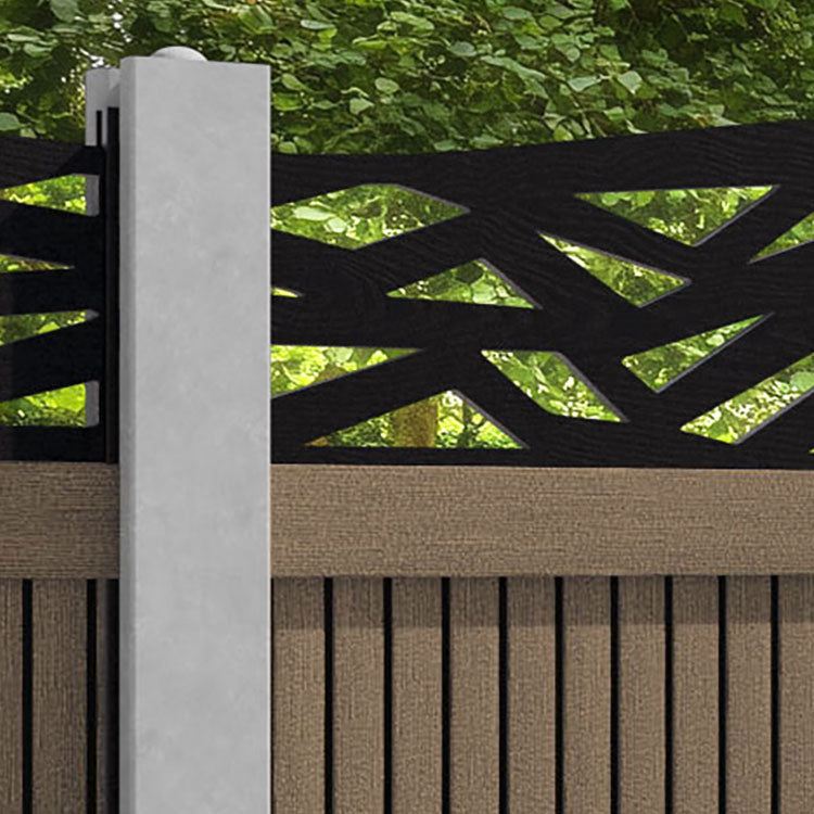 Virtis Zenith Curved Top Fence Panel - Teak - for existing concrete posts