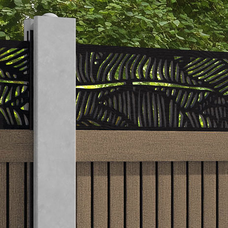 Virtis Feather Fence Panel - Teak - for existing concrete posts