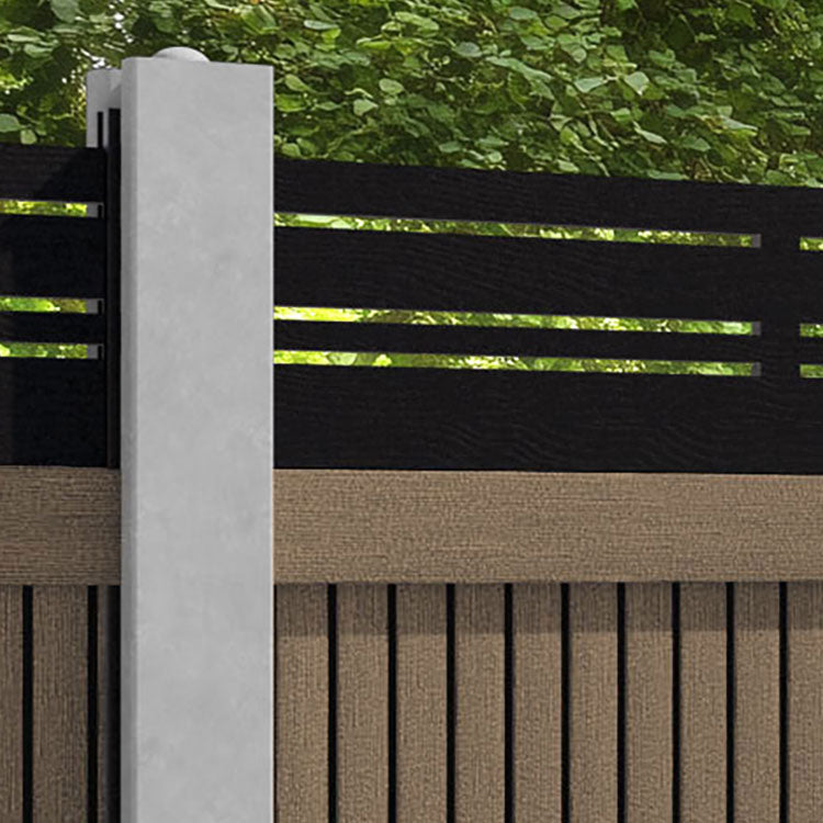 Virtis Linea Fence Panel - Teak - for existing concrete posts