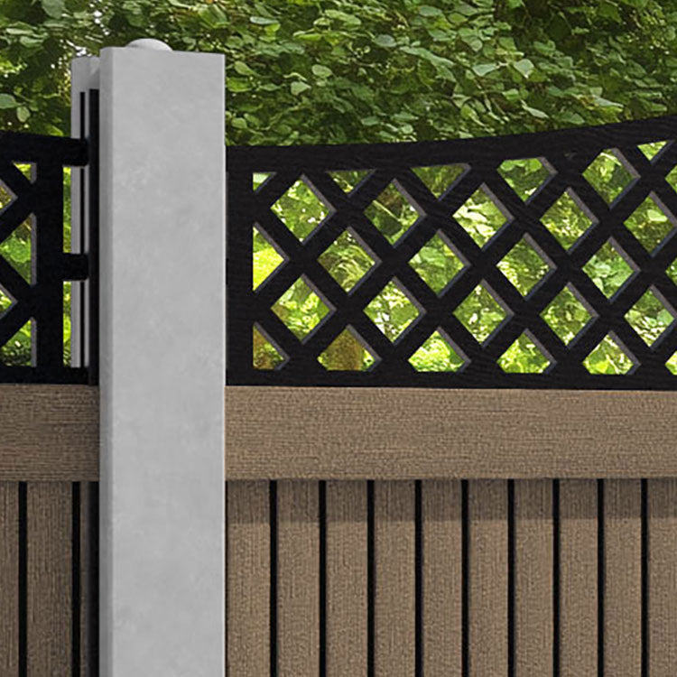 Virtis Oxford Curved Top Fence Panel - Teak - for existing concrete posts