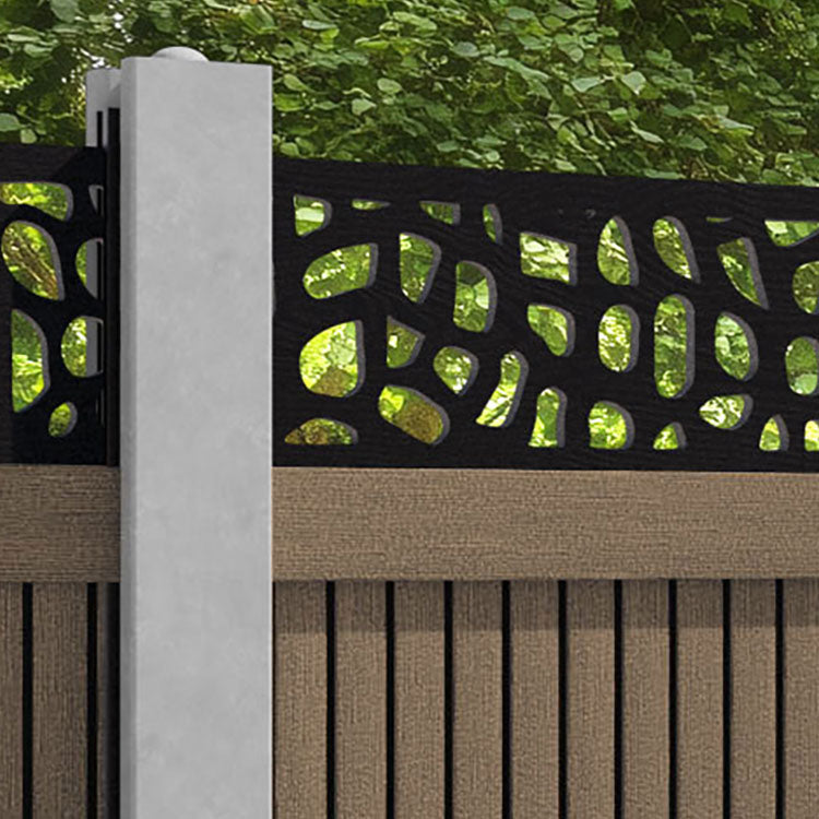 Virtis Pebble Fence Panel - Teak - for existing concrete posts