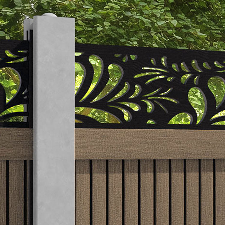 Virtis Petal Fence Panel - Teak - for existing concrete posts