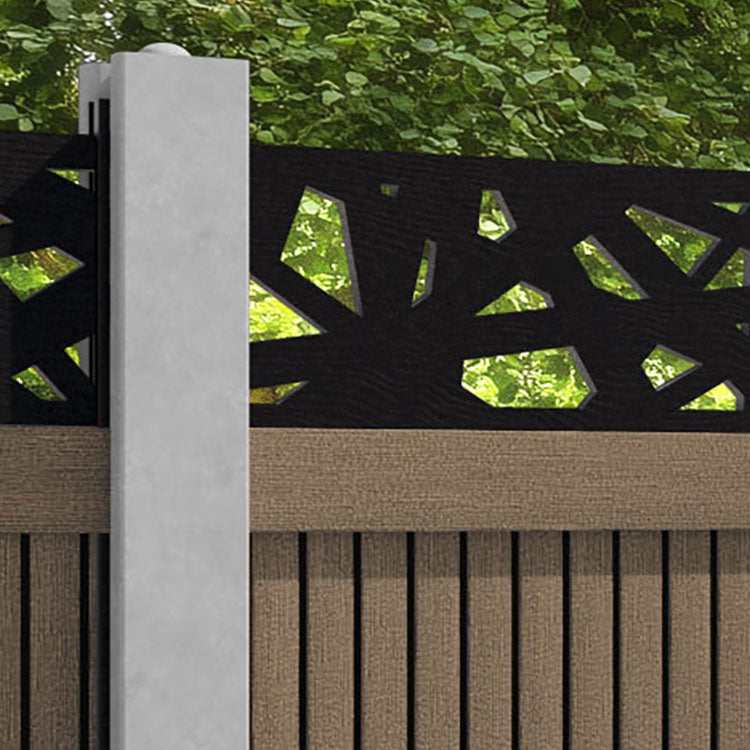 Virtis Prism Fence Panel - Teak - for existing concrete posts